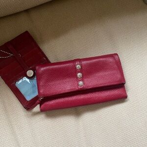 Brighton Berry Leather Wallet with Silver Accents